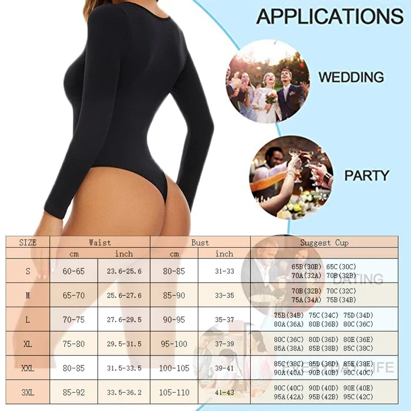 GUUDIA Open Crotch Big U Neck Seamless Long Sleeve Bodysuit