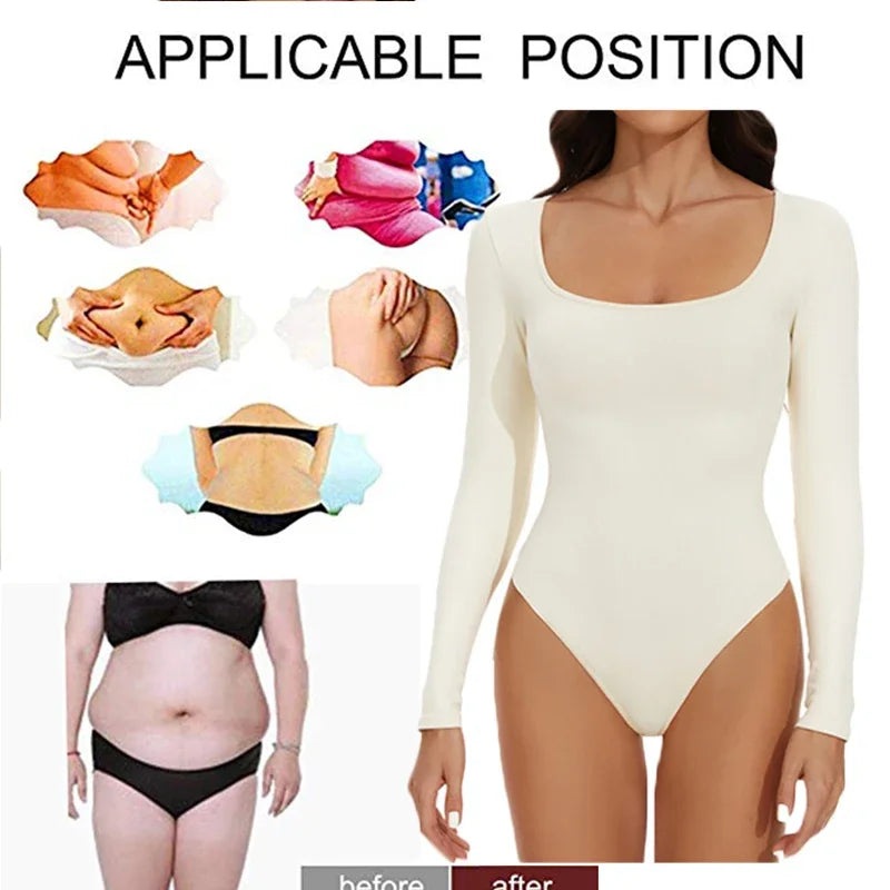 GUUDIA Open Crotch Big U Neck Seamless Long Sleeve Bodysuit