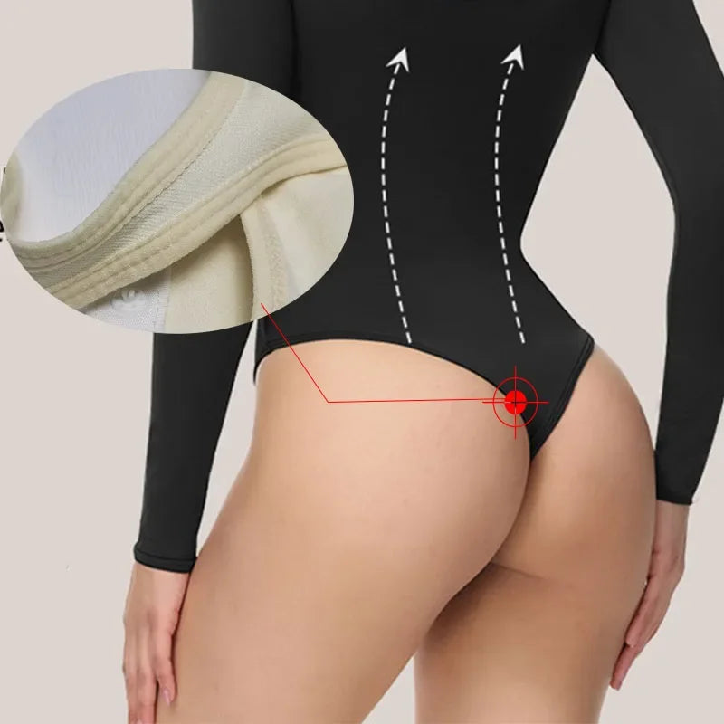 GUUDIA Open Crotch Big U Neck Seamless Long Sleeve Bodysuit