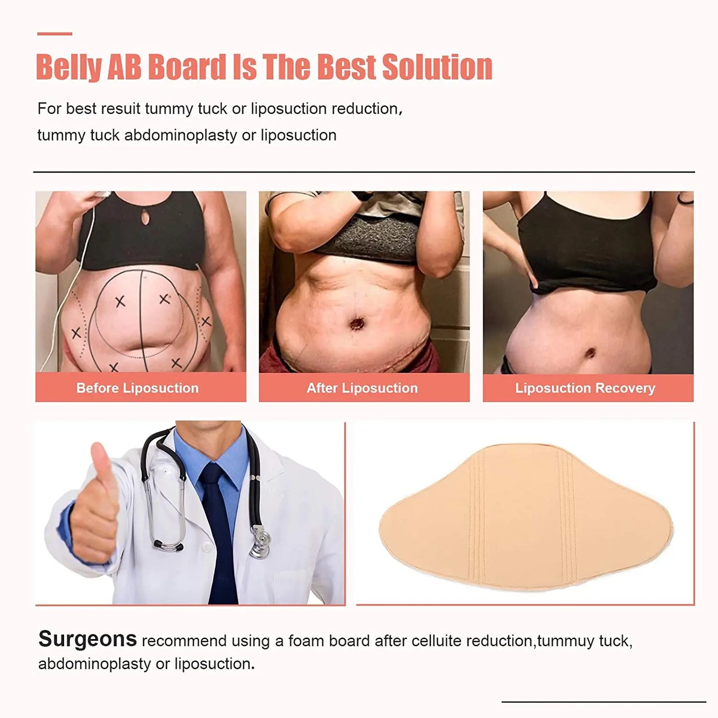 HEXIN Ab Board Post Surgery Compression Board Skin-Friendly Lipo Foam