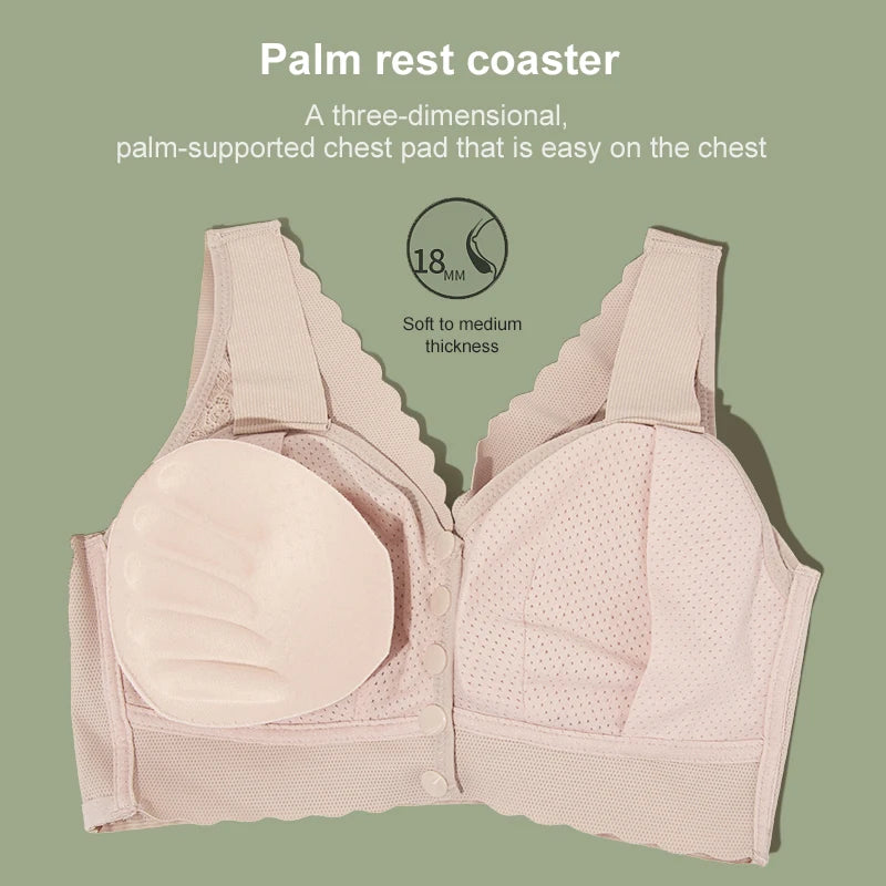 Prostheses Breast Bra w/ Latex Chest Pad (Front Buckle Large Size)