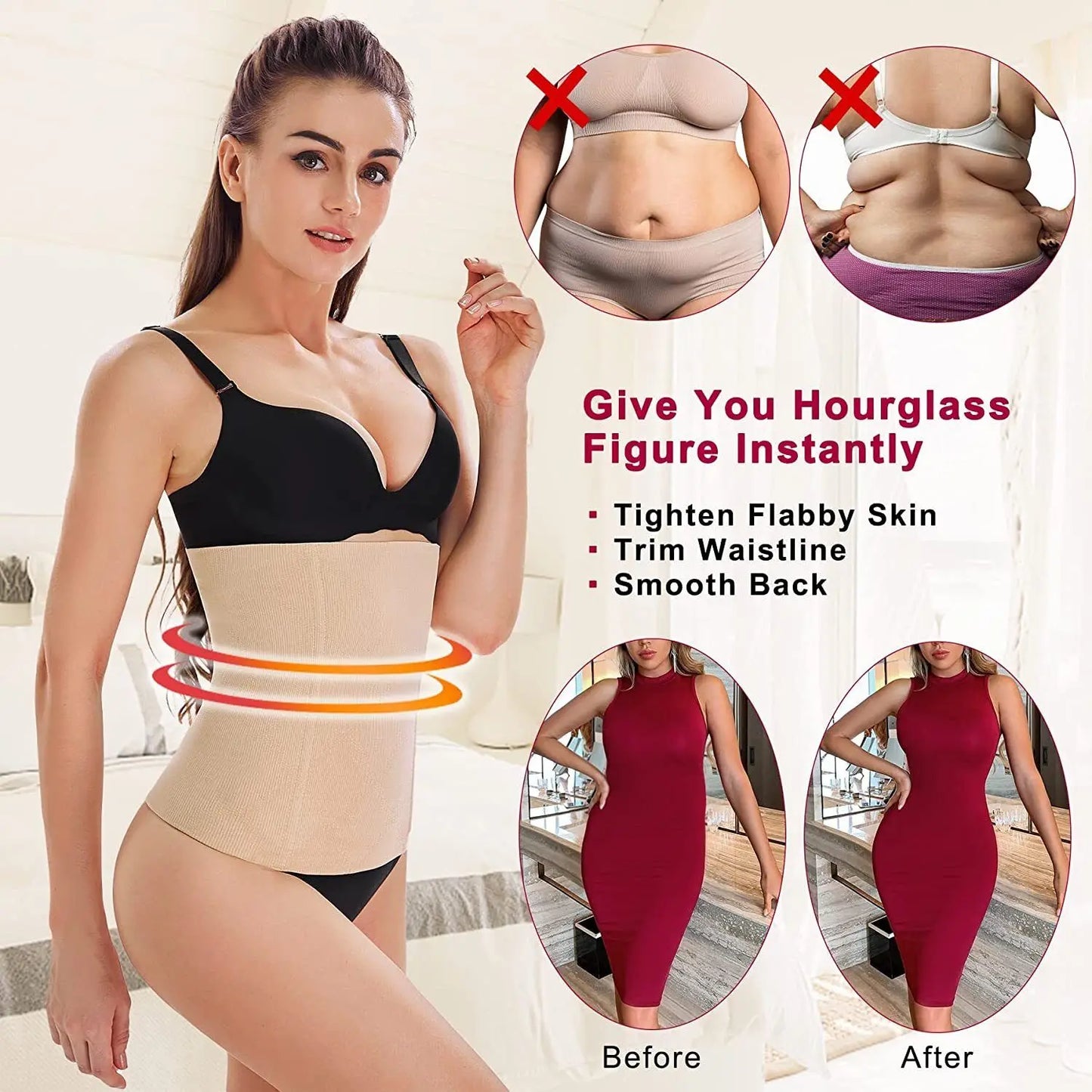 2 IN 1 Postpartum Belly Recovery Bands Body Shaper Waist Trainer Tummy